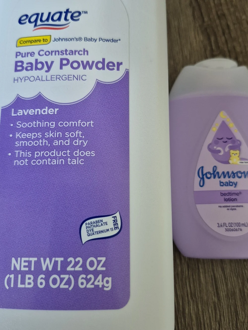 Equate Pure Cornstarch Baby Poweder Hypoallergenic.